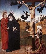 MASTER of the Life of the Virgin Christ on the Cross with Mary, John and Mary Magdalene Spain oil painting artist